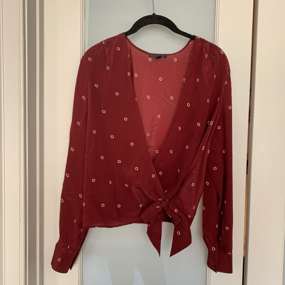 JCrew silk wrap top size S
